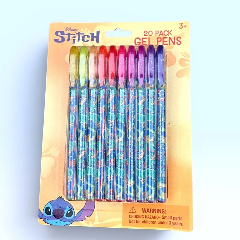 Disney Lilo & Stitch Journal and 20 Pack Glitter Gel Pens Stationery Set New
